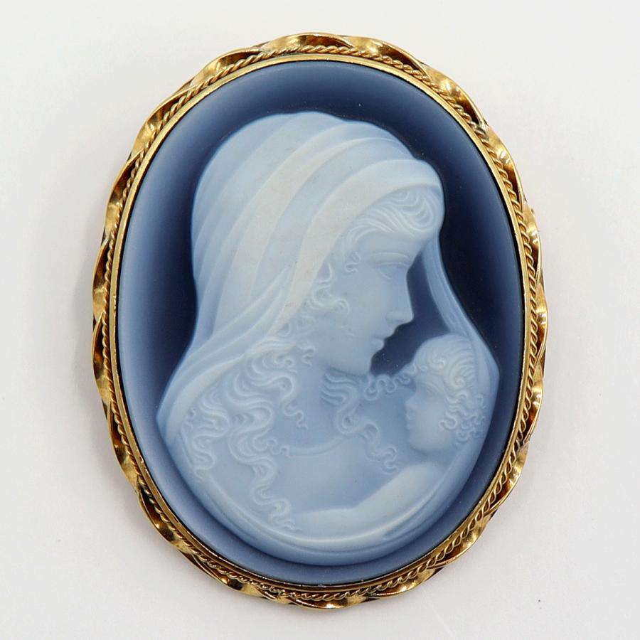 K18枠メノウカメオペンダントブローチ　重量11.15ｇ　レディース（中古）