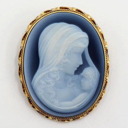 K18枠メノウカメオペンダントブローチ　重量11.15ｇ　レディース（中古）