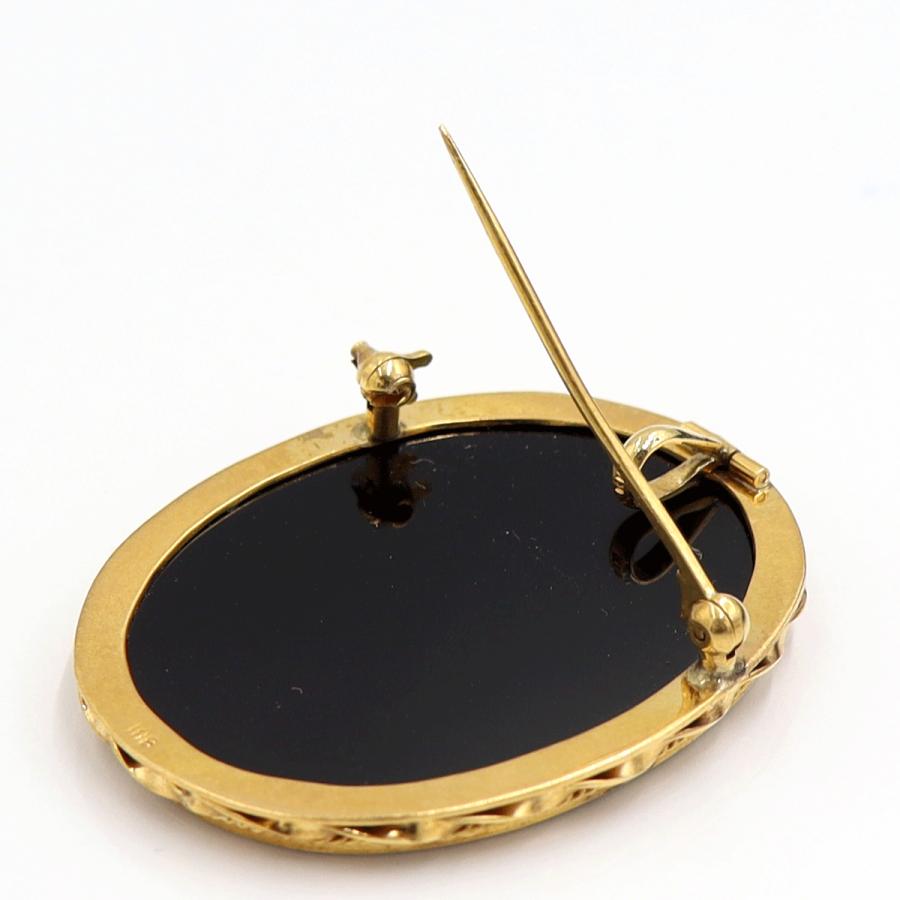 K18枠メノウカメオペンダントブローチ　重量11.15ｇ　レディース（中古）