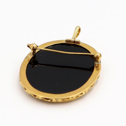 K18枠メノウカメオペンダントブローチ　重量11.15ｇ　レディース（中古）