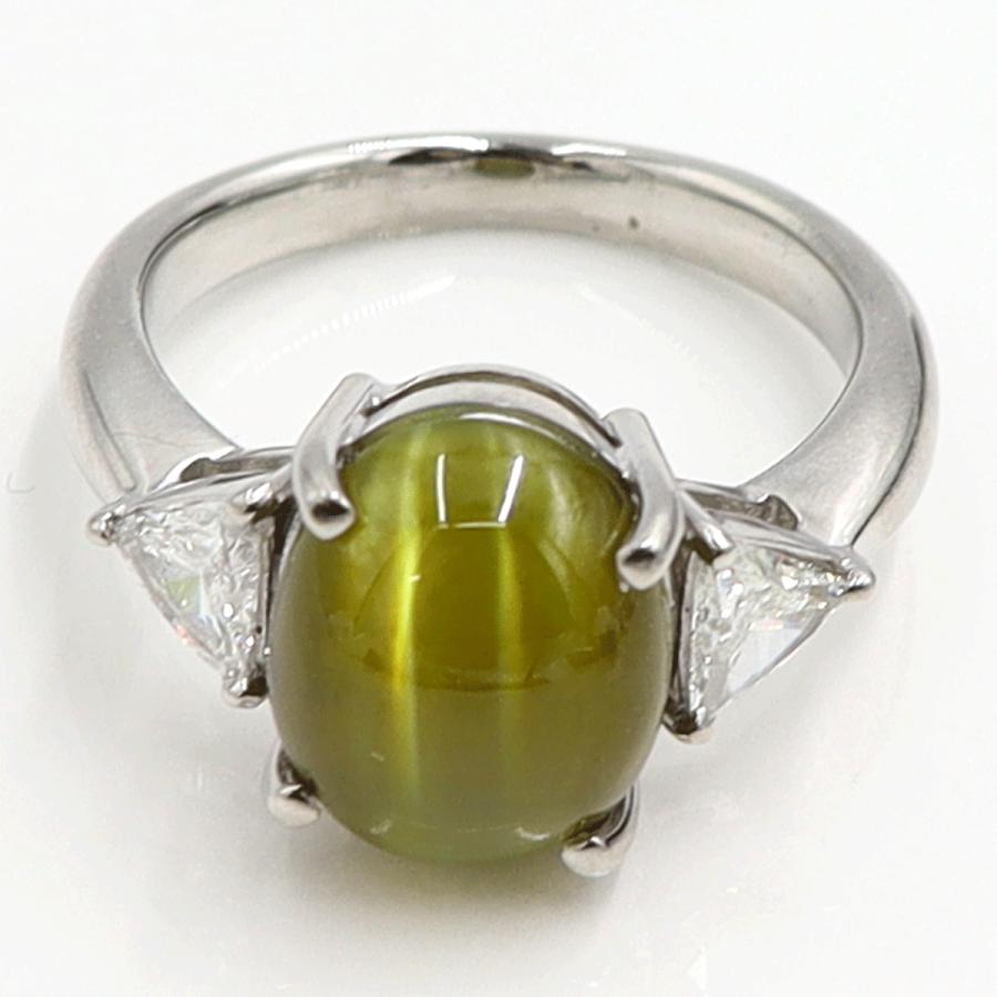 Pt900キャッツアイダイヤモンドリング　CT6.57ct　D0.337　リングサイズ12号　重量7.66ｇ(石の重量含む)　レディース（中古）