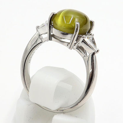 Pt900キャッツアイダイヤモンドリング　CT6.57ct　D0.337　リングサイズ12号　重量7.66ｇ(石の重量含む)　レディース（中古）