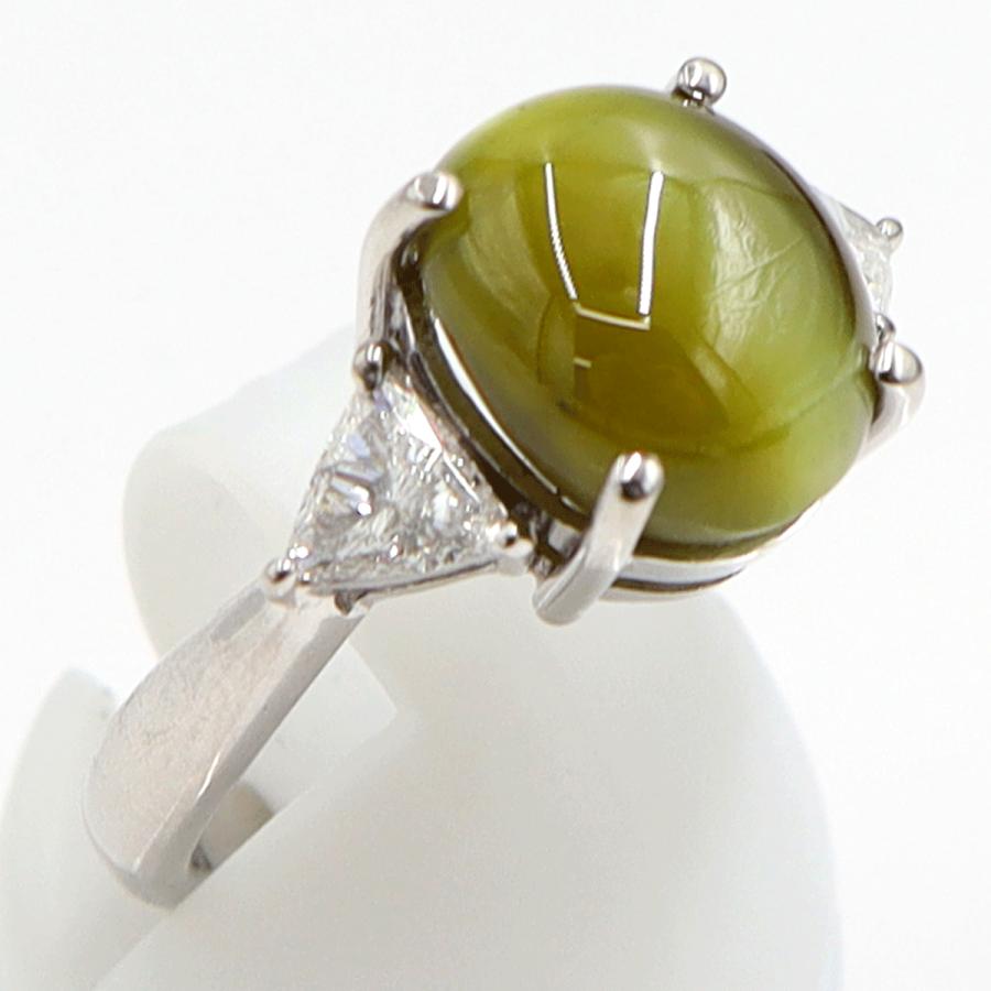 Pt900キャッツアイダイヤモンドリング　CT6.57ct　D0.337　リングサイズ12号　重量7.66ｇ(石の重量含む)　レディース（中古）