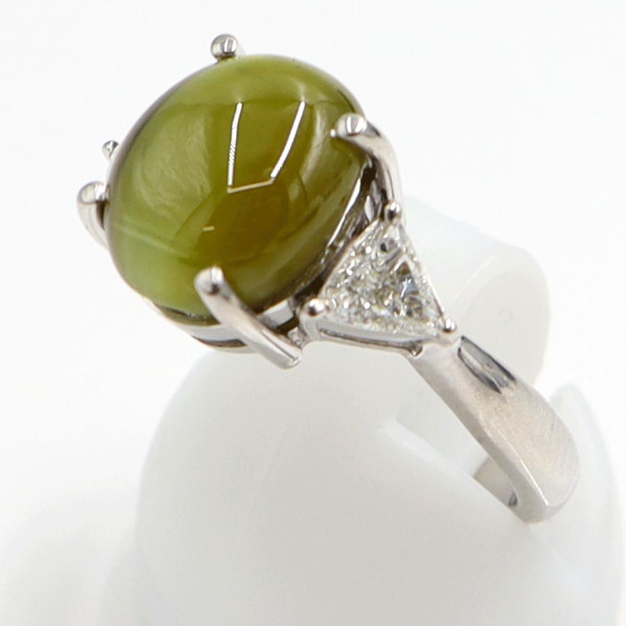 Pt900キャッツアイダイヤモンドリング　CT6.57ct　D0.337　リングサイズ12号　重量7.66ｇ(石の重量含む)　レディース（中古）