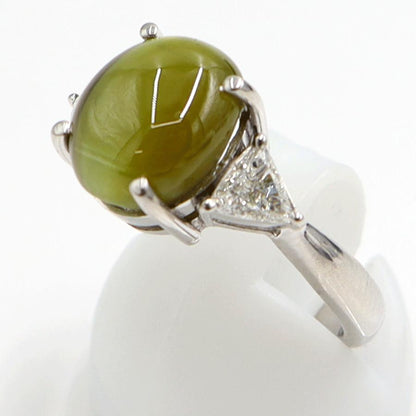 Pt900キャッツアイダイヤモンドリング　CT6.57ct　D0.337　リングサイズ12号　重量7.66ｇ(石の重量含む)　レディース（中古）