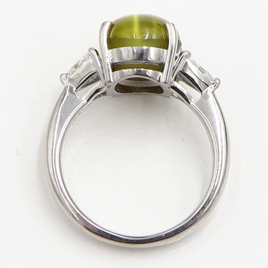 Pt900キャッツアイダイヤモンドリング　CT6.57ct　D0.337　リングサイズ12号　重量7.66ｇ(石の重量含む)　レディース（中古）