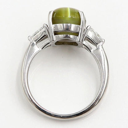 Pt900キャッツアイダイヤモンドリング　CT6.57ct　D0.337　リングサイズ12号　重量7.66ｇ(石の重量含む)　レディース（中古）