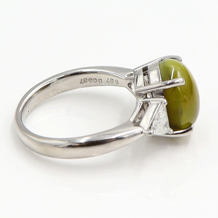 Pt900キャッツアイダイヤモンドリング　CT6.57ct　D0.337　リングサイズ12号　重量7.66ｇ(石の重量含む)　レディース（中古）