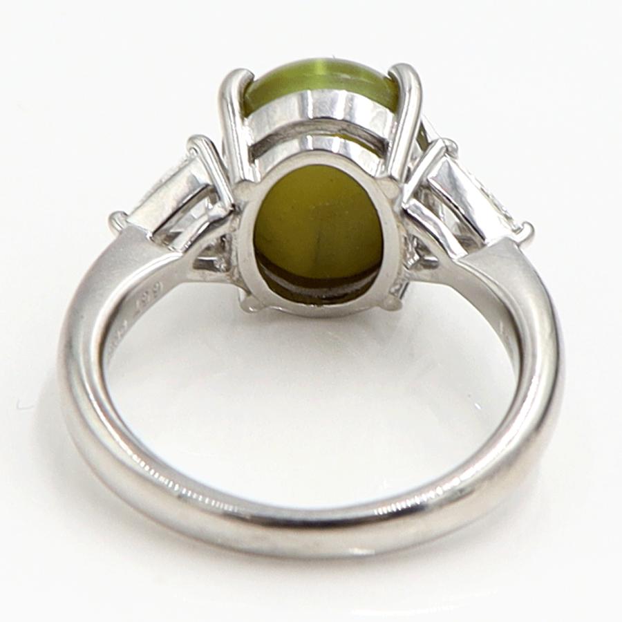 Pt900キャッツアイダイヤモンドリング　CT6.57ct　D0.337　リングサイズ12号　重量7.66ｇ(石の重量含む)　レディース（中古）