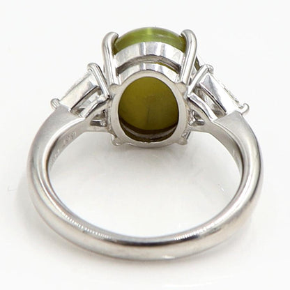 Pt900キャッツアイダイヤモンドリング　CT6.57ct　D0.337　リングサイズ12号　重量7.66ｇ(石の重量含む)　レディース（中古）