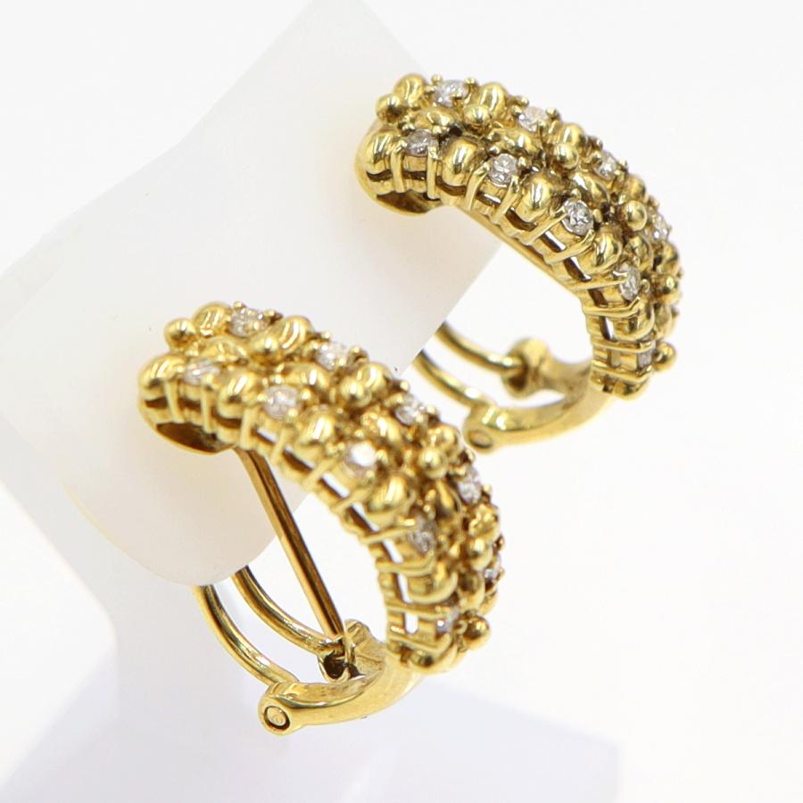 K18ダイヤモンドピアス/イヤリング(樹脂型クリップ)　D0.15ct・0.15ct　重量5.78ｇ(両耳・石の重量含む)（中古）