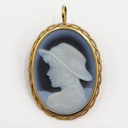 K18枠メノウカメオペンダントブローチ　重量6.24ｇ　レディース（中古）