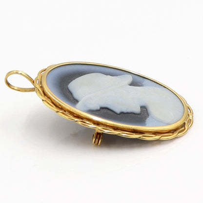 K18枠メノウカメオペンダントブローチ　重量6.24ｇ　レディース（中古）