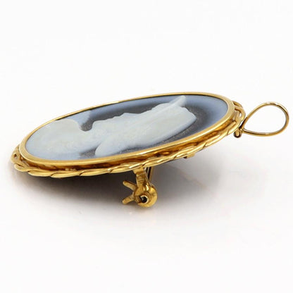 K18枠メノウカメオペンダントブローチ　重量6.24ｇ　レディース（中古）