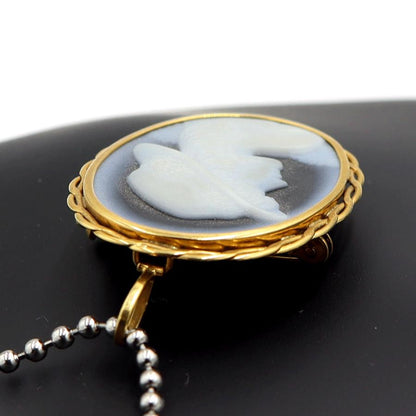 K18枠メノウカメオペンダントブローチ　重量6.24ｇ　レディース（中古）