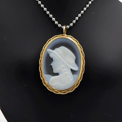 K18枠メノウカメオペンダントブローチ　重量6.24ｇ　レディース（中古）