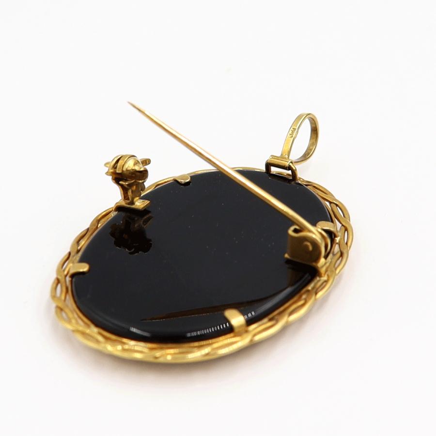 K18枠メノウカメオペンダントブローチ　重量6.24ｇ　レディース（中古）