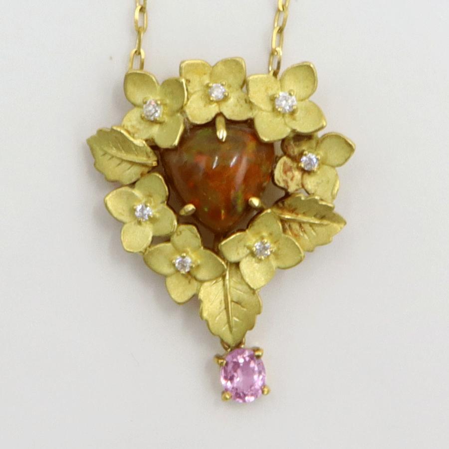 K18オパールペンダントネックレス　OP2.87ct　S0.54ct　ネックレス長さ44cm　重量9.10ｇ(石の重量含む)　レディース(中古)