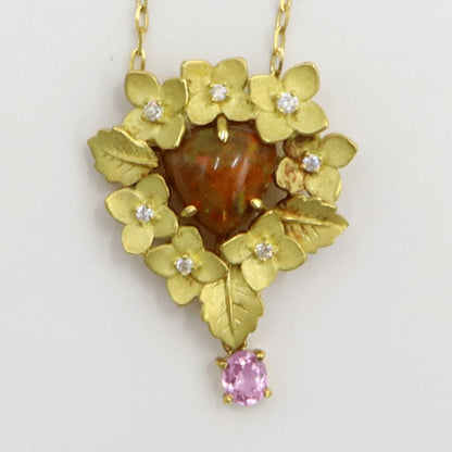 K18オパールペンダントネックレス　OP2.87ct　S0.54ct　ネックレス長さ44cm　重量9.10ｇ(石の重量含む)　レディース(中古)