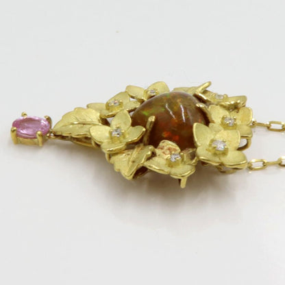 K18オパールペンダントネックレス　OP2.87ct　S0.54ct　ネックレス長さ44cm　重量9.10ｇ(石の重量含む)　レディース(中古)