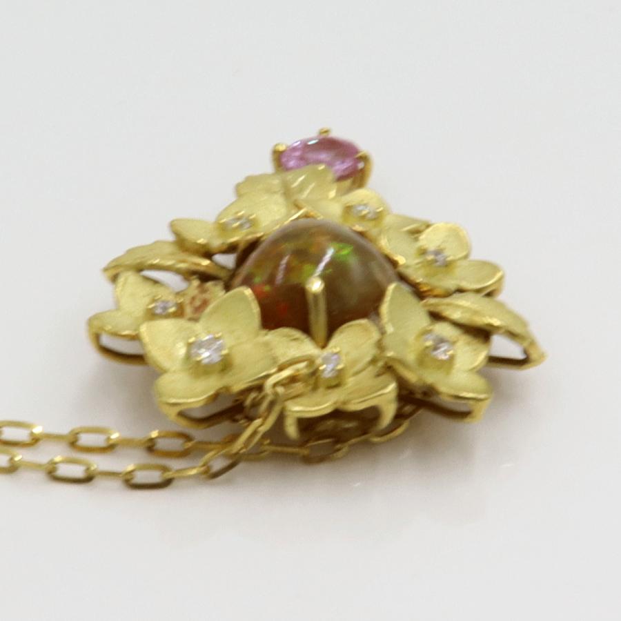 K18オパールペンダントネックレス　OP2.87ct　S0.54ct　ネックレス長さ44cm　重量9.10ｇ(石の重量含む)　レディース(中古)