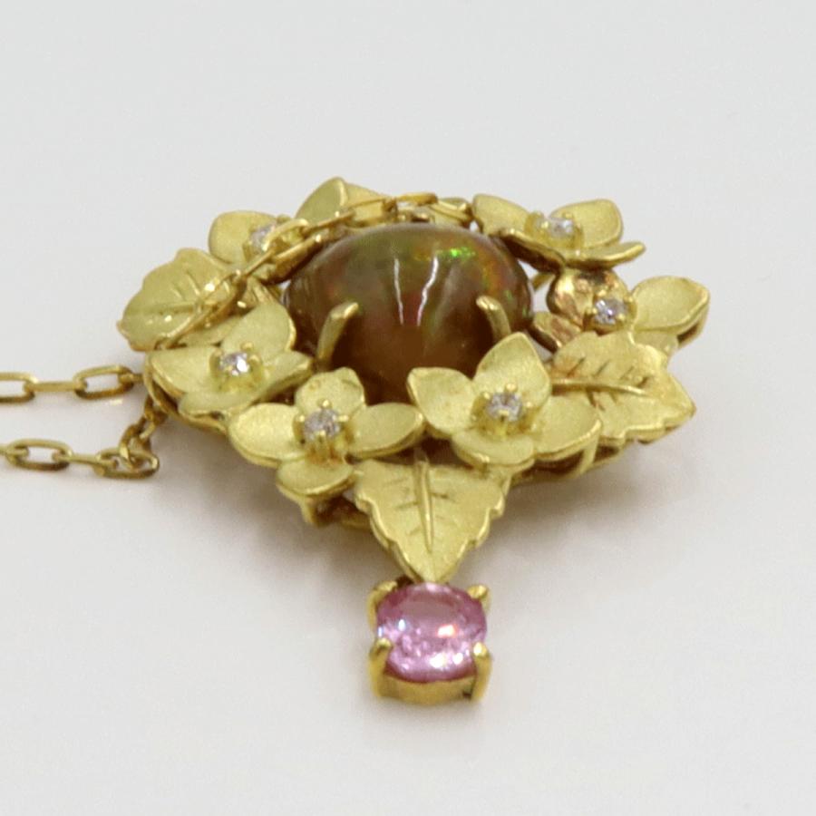 K18オパールペンダントネックレス　OP2.87ct　S0.54ct　ネックレス長さ44cm　重量9.10ｇ(石の重量含む)　レディース(中古)