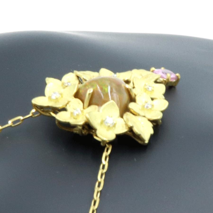 K18オパールペンダントネックレス　OP2.87ct　S0.54ct　ネックレス長さ44cm　重量9.10ｇ(石の重量含む)　レディース(中古)