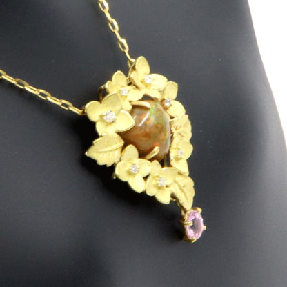 K18オパールペンダントネックレス　OP2.87ct　S0.54ct　ネックレス長さ44cm　重量9.10ｇ(石の重量含む)　レディース(中古)