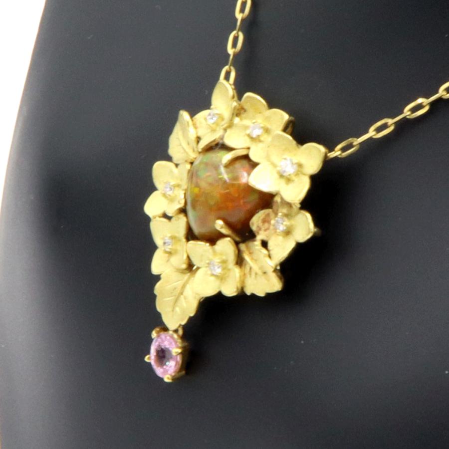 K18オパールペンダントネックレス　OP2.87ct　S0.54ct　ネックレス長さ44cm　重量9.10ｇ(石の重量含む)　レディース(中古)