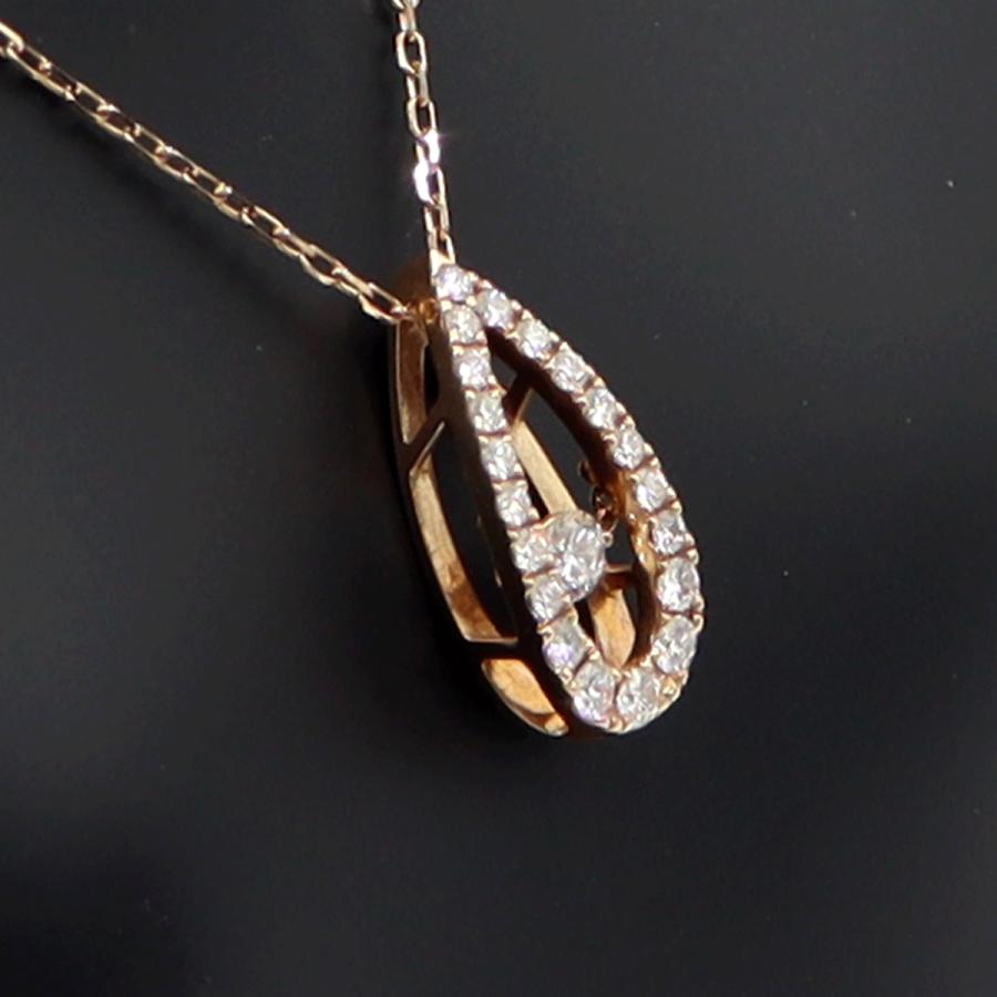 ミキモト(MIKIMOTO)K18PGダイヤペンダントネックレス　D0.53ct　ネック長さ42cm　重量4.16ｇ(石の重量含む)（中古）