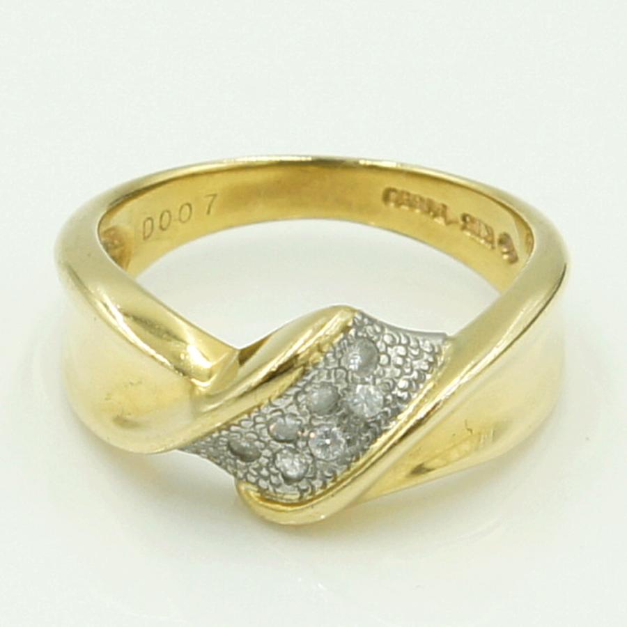 K18/Pt850ダイヤモンドリング　D0.07ct　リングサイズ13号　重量6.03ｇ(石の重量含む)（中古）