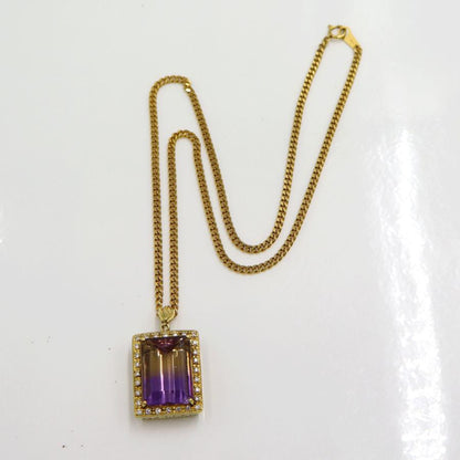 K18アメジストペンダントネックレス　A15.13ct　D0.27ct　ネックレス長さ約44cm　重量19.68ｇ(石の重量含む) レディース（中古）