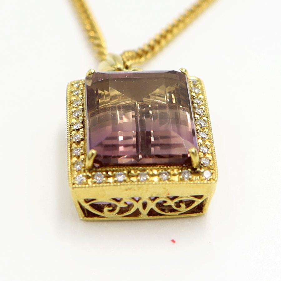 K18アメジストペンダントネックレス　A15.13ct　D0.27ct　ネックレス長さ約44cm　重量19.68ｇ(石の重量含む) レディース（中古）