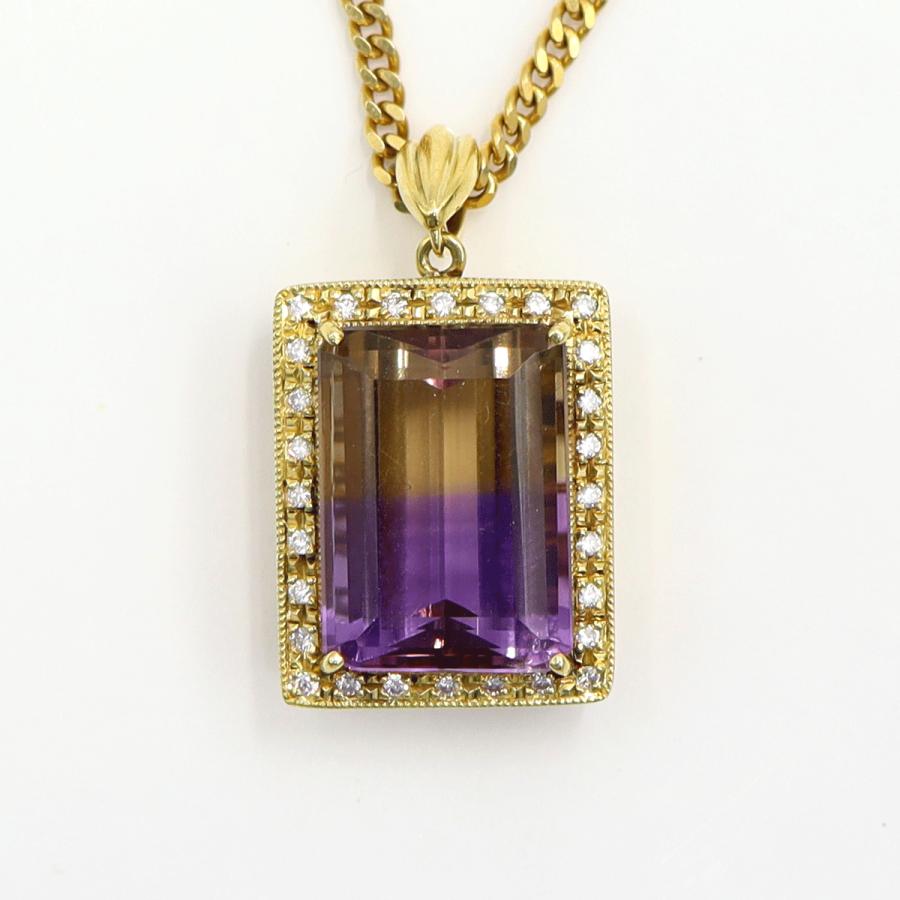 K18アメジストペンダントネックレス　A15.13ct　D0.27ct　ネックレス長さ約44cm　重量19.68ｇ(石の重量含む) レディース（中古）