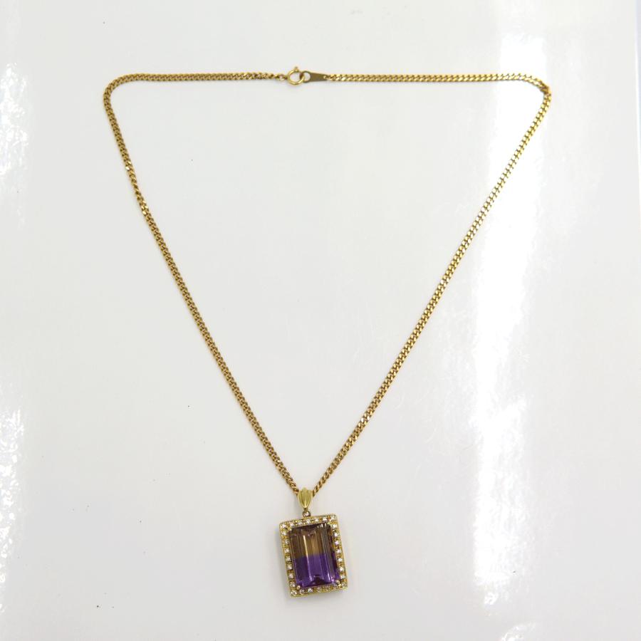 K18アメジストペンダントネックレス　A15.13ct　D0.27ct　ネックレス長さ約44cm　重量19.68ｇ(石の重量含む) レディース（中古）