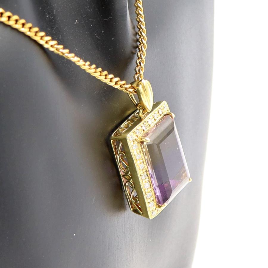 K18アメジストペンダントネックレス　A15.13ct　D0.27ct　ネックレス長さ約44cm　重量19.68ｇ(石の重量含む) レディース（中古）