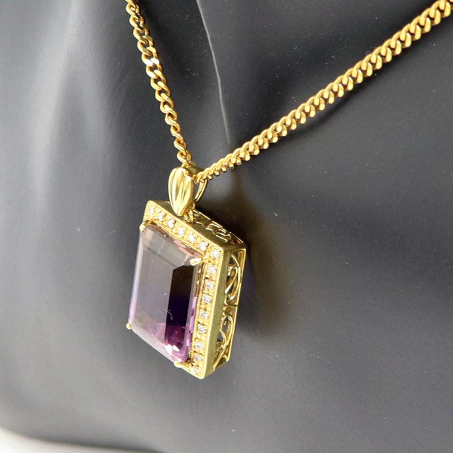 K18アメジストペンダントネックレス　A15.13ct　D0.27ct　ネックレス長さ約44cm　重量19.68ｇ(石の重量含む) レディース（中古）