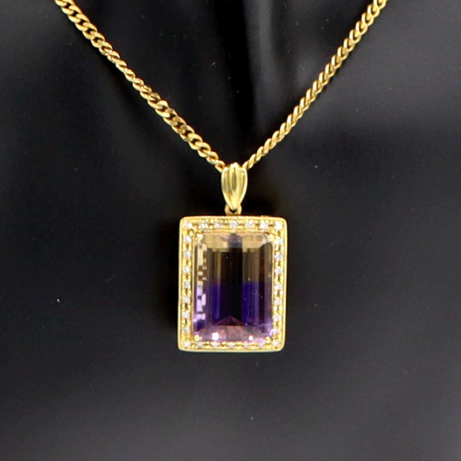 K18アメジストペンダントネックレス　A15.13ct　D0.27ct　ネックレス長さ約44cm　重量19.68ｇ(石の重量含む) レディース（中古）