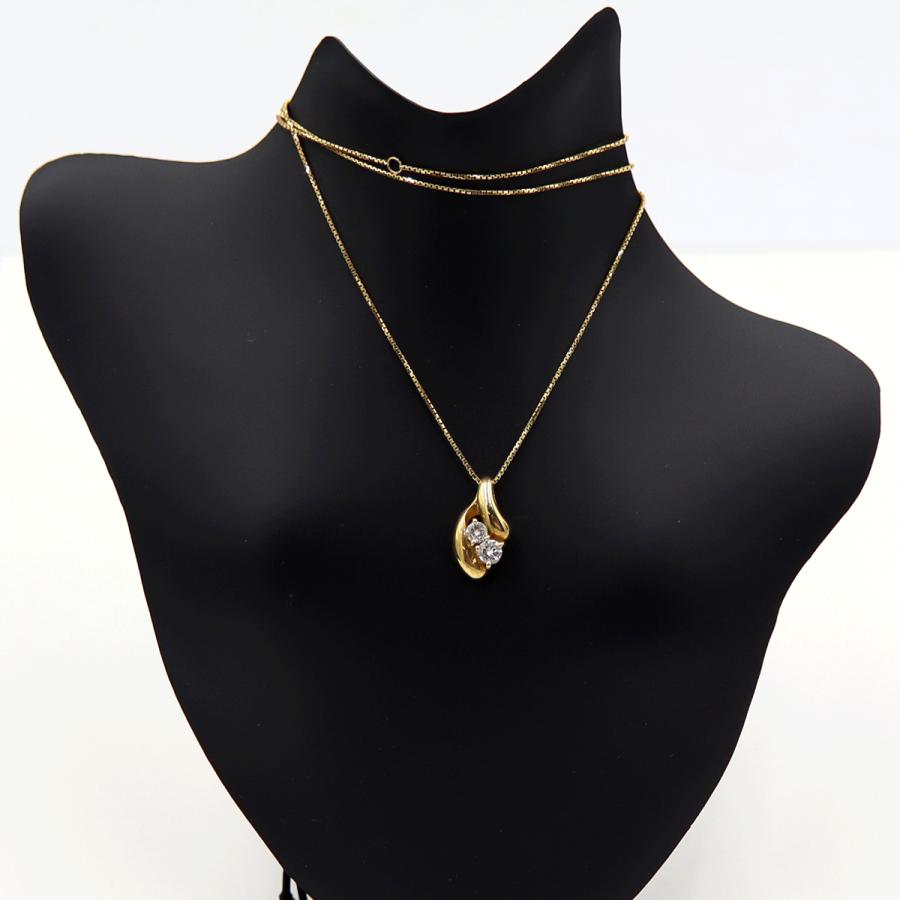 K18ダイヤペンダントネックレス　D0.24ct　ネック長さ:40cm　重量3.81ｇ(石の重量を含む)(中古)