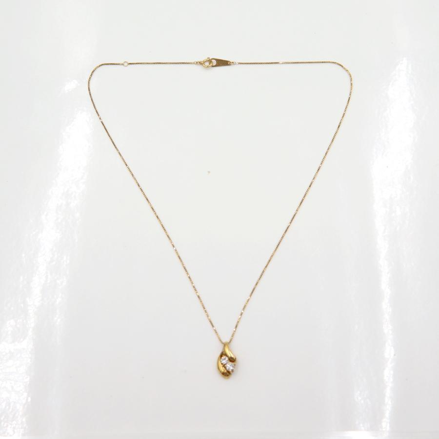 K18ダイヤペンダントネックレス　D0.24ct　ネック長さ:40cm　重量3.81ｇ(石の重量を含む)(中古)
