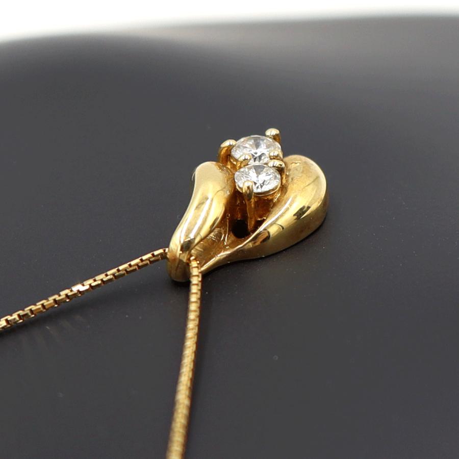 K18ダイヤペンダントネックレス　D0.24ct　ネック長さ:40cm　重量3.81ｇ(石の重量を含む)(中古)