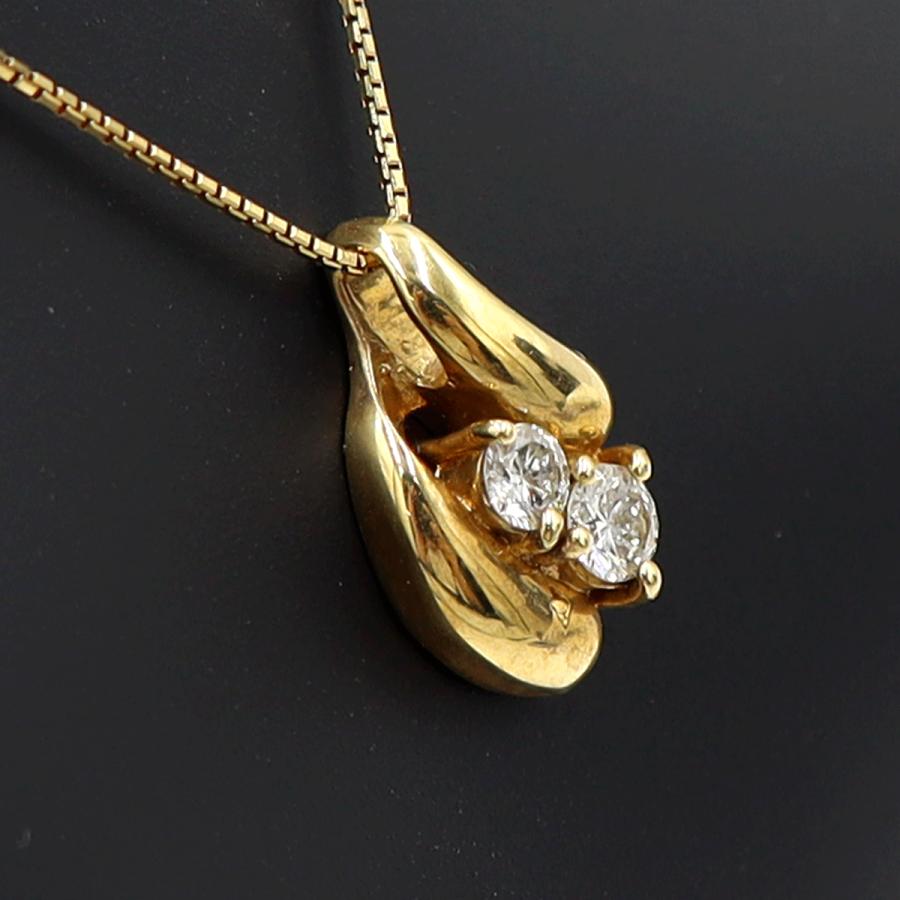 K18ダイヤペンダントネックレス　D0.24ct　ネック長さ:40cm　重量3.81ｇ(石の重量を含む)(中古)