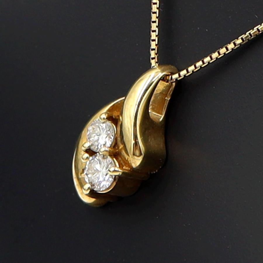 K18ダイヤペンダントネックレス　D0.24ct　ネック長さ:40cm　重量3.81ｇ(石の重量を含む)(中古)