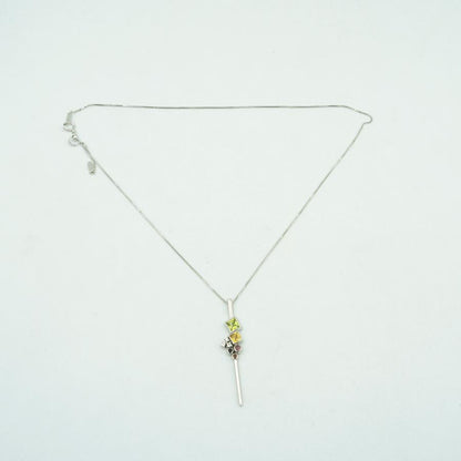 K18WGマルチ石ペンダント　ネックレス長さ約40cm　重量7.90ｇ(石の重量含む)　レディース（中古）