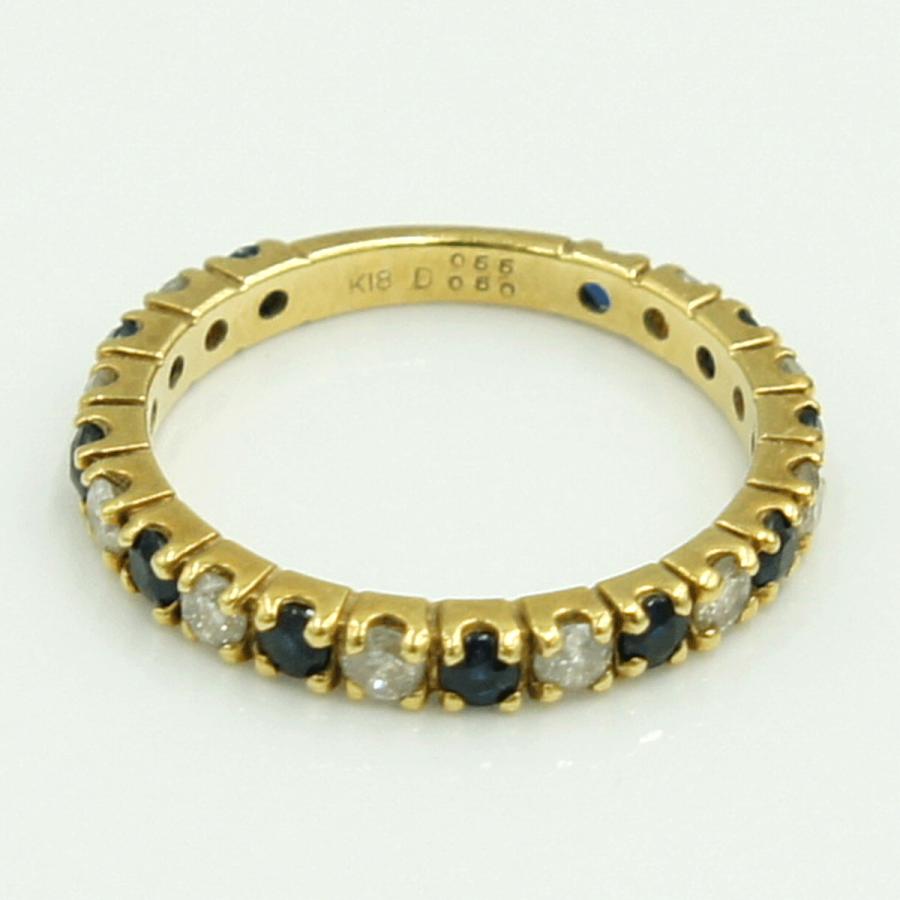 K18サファイアダイヤモンドリング　S0.55ct　D0.50ct　リングサイズ11号　重量2.32ｇ(石の重量含む)　レディース（中古）