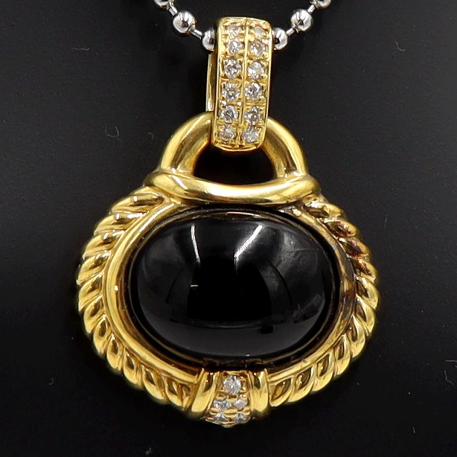 K18オニキスダイヤモンドペンダントトップ　D0.18ct　重量8.40ｇ(石の重量含む)　レディース（中古）