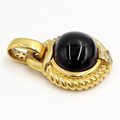 K18オニキスダイヤモンドペンダントトップ　D0.18ct　重量8.40ｇ(石の重量含む)　レディース（中古）