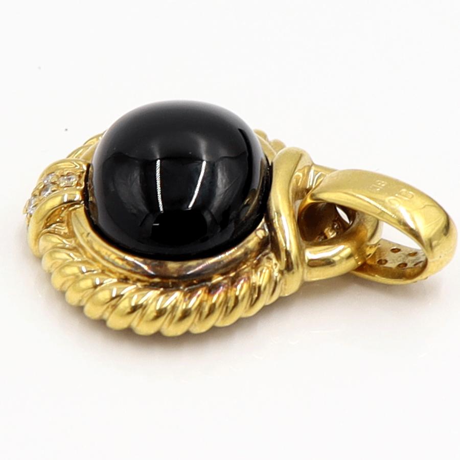 K18オニキスダイヤモンドペンダントトップ　D0.18ct　重量8.40ｇ(石の重量含む)　レディース（中古）