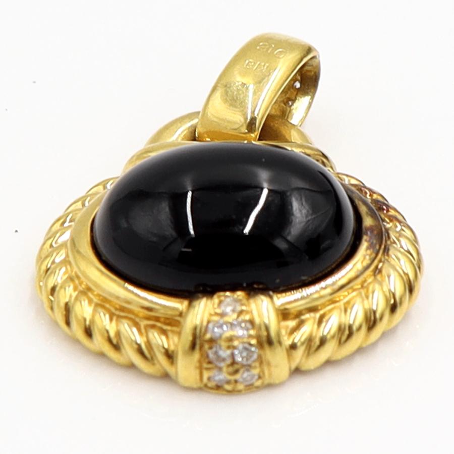 K18オニキスダイヤモンドペンダントトップ　D0.18ct　重量8.40ｇ(石の重量含む)　レディース（中古）