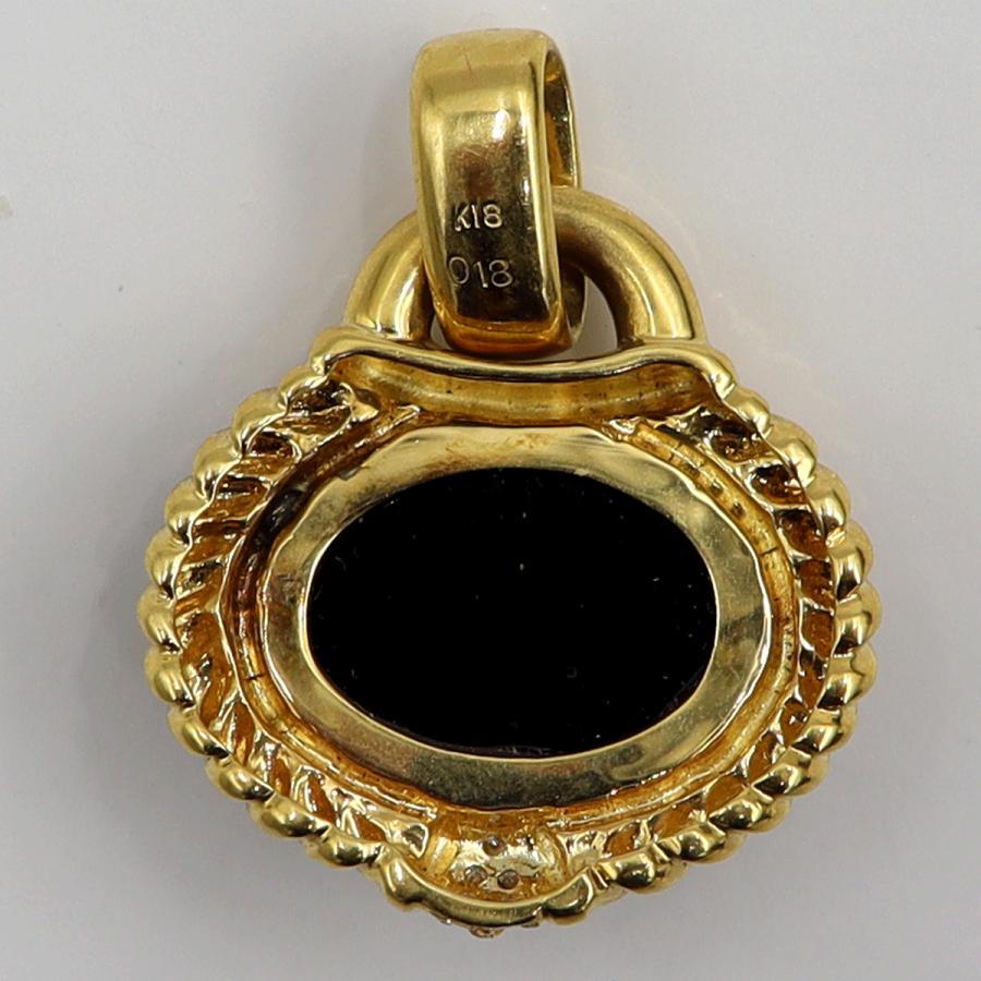 K18オニキスダイヤモンドペンダントトップ　D0.18ct　重量8.40ｇ(石の重量含む)　レディース（中古）